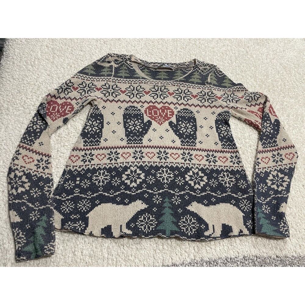 Gaze USA Holiday Christmas Lightweight Knit Top Womens Size XS Gloves T40809